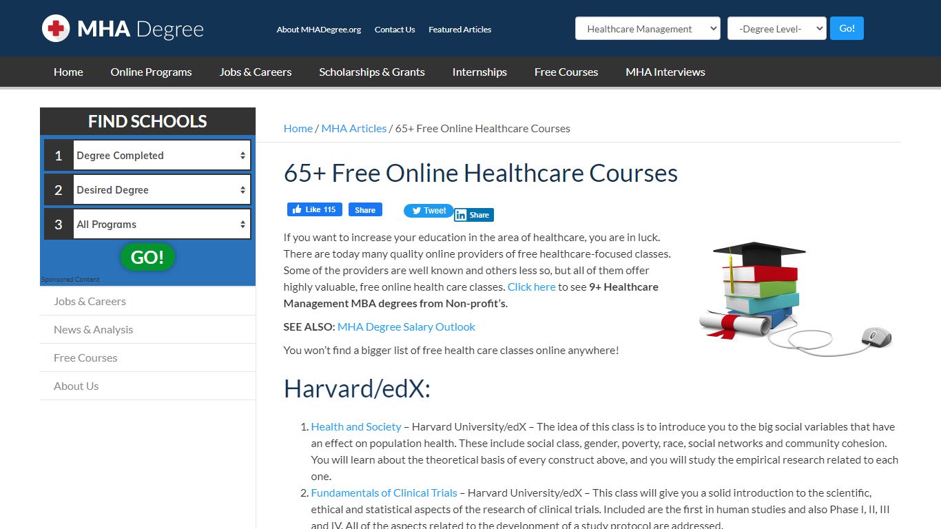 65+ Free Online Healthcare Courses | MHADegree.org